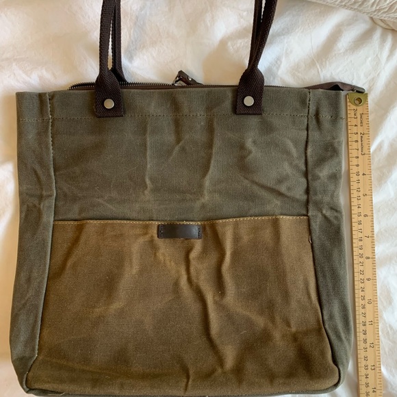 Army Green Khaki Shoulder Tote Bag Purse Top Leather Handle Satchel Handbag - Picture 9 of 11